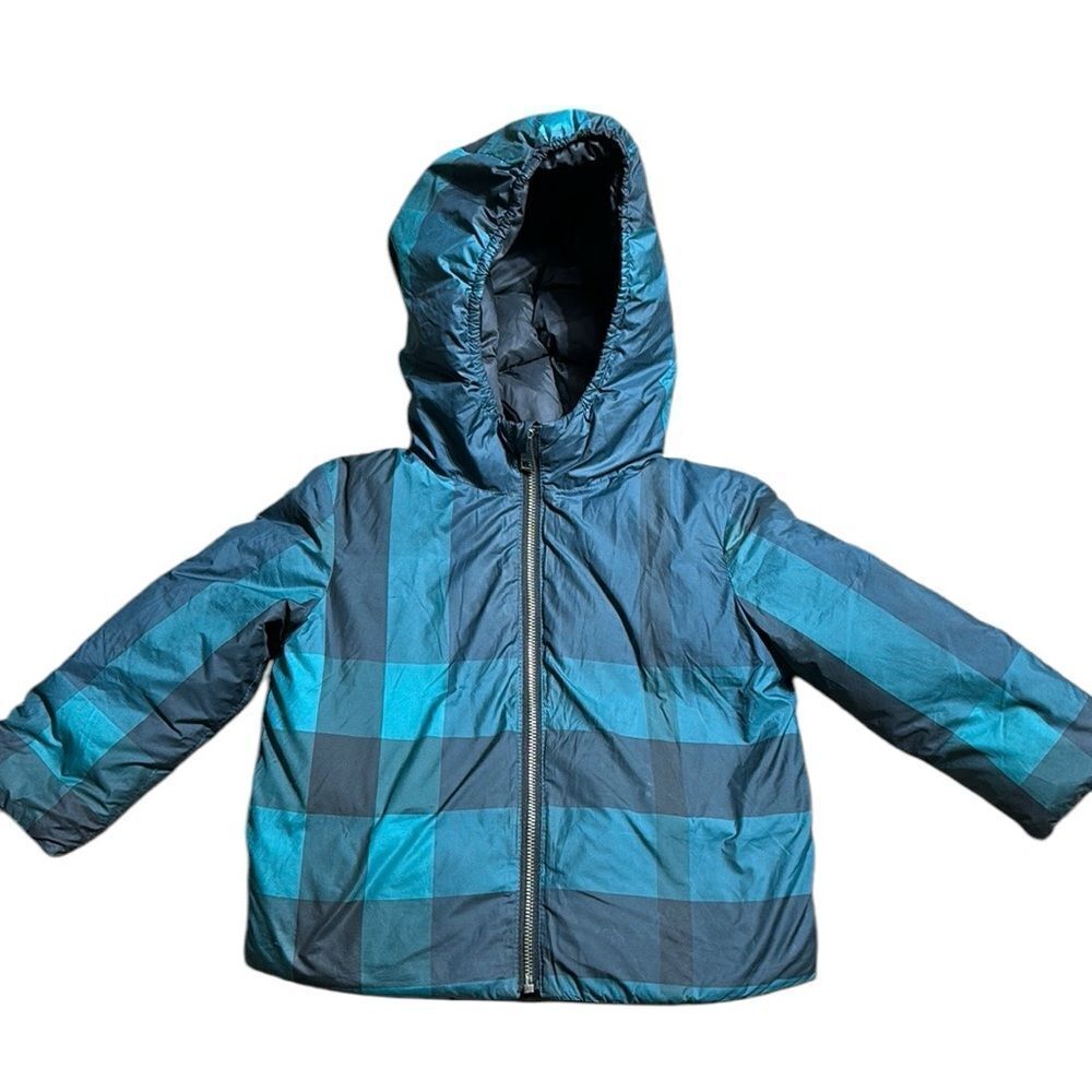 Burberry children duck down puffer jacket toddler 18 mo plaid zip front 60g